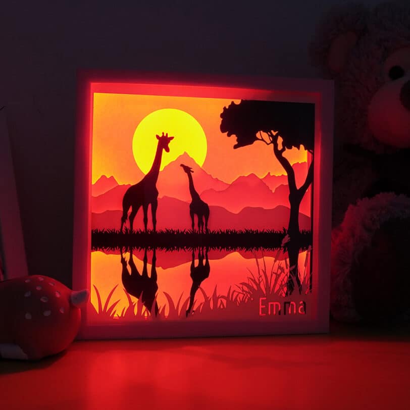 girafe savane veilleuse enfant rouge