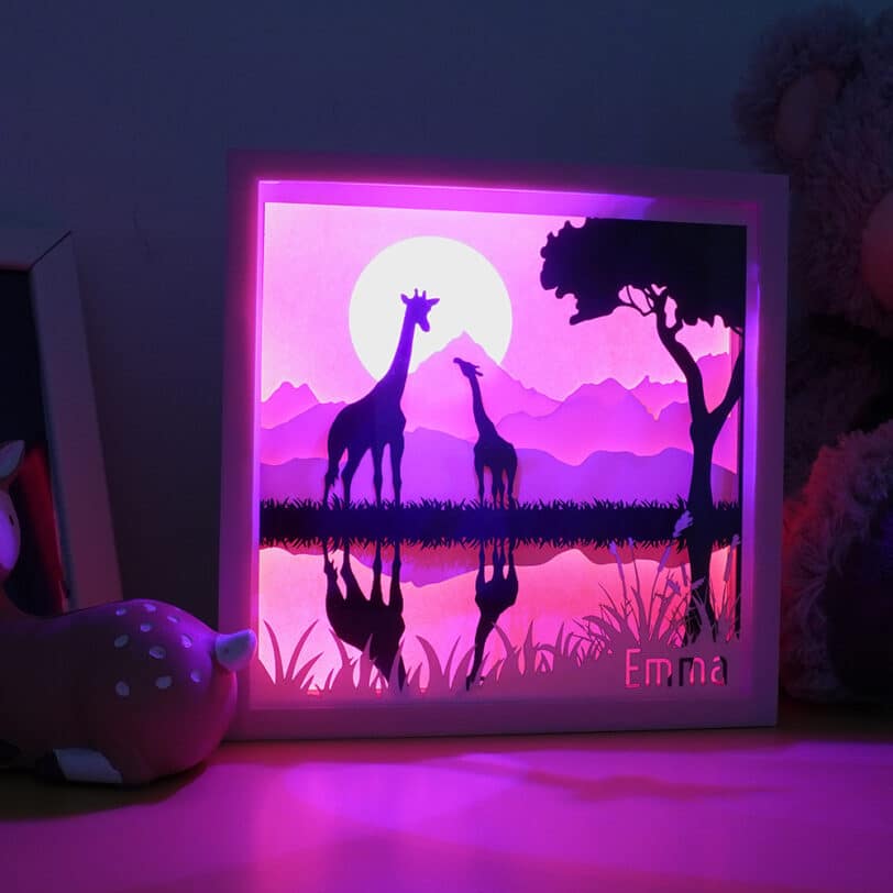 girafe savane veilleuse enfant violet