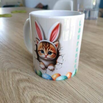 mugs petit chat de pâques personnalisé
