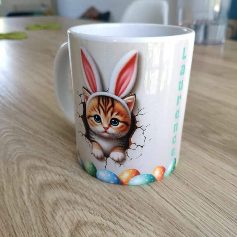 mugs petit chat de pâques personnalisé