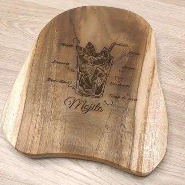 planche à découper en teck fsc gravée – recette mojito | cadeau apéro / cuisine