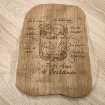 planche à découper en teck fsc gravée – recette petit rhum | cadeau apéro / cuisine